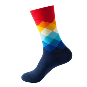 Vibrant Rhombus-Themed Socks