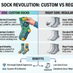 custom socks vs regular socks comparison showing personalized design and branding