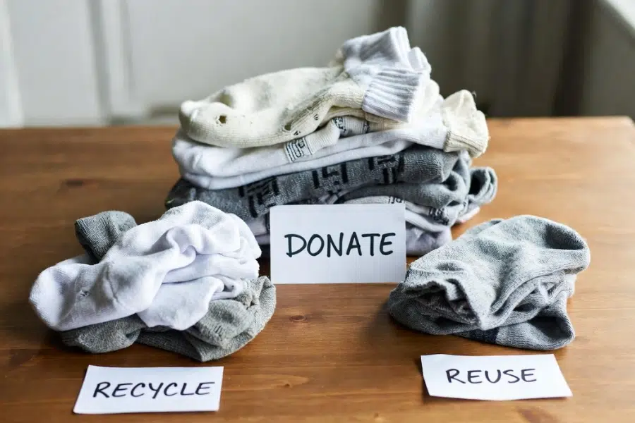 recycle old socks sorted for donation recycling and reuse