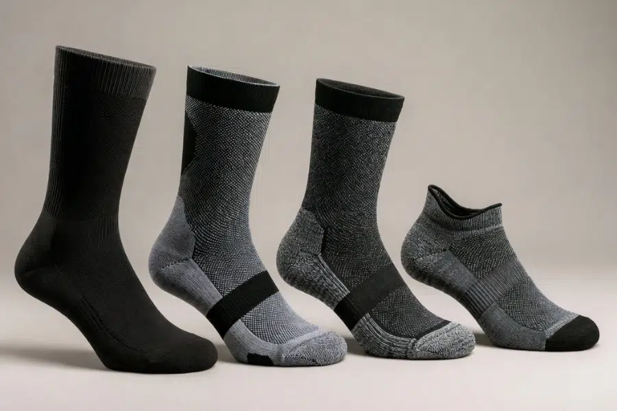 functional socks classification showing compression, running and hiking sock types